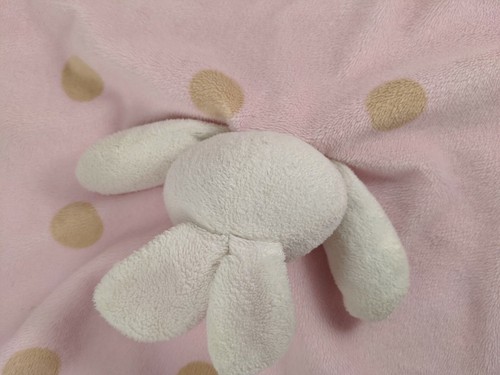 Blankets & Beyond White Rabbit Lovey Security Blanket Pink Tan Stuffed Animal - Picture 4 of 7