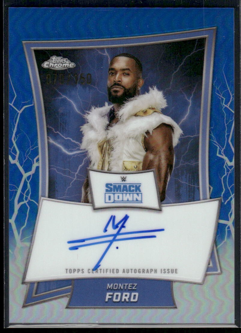 2025 Topps Chrome WWE Montez Ford #BBA-MON Blue Brand Auto Blue Refractor /150