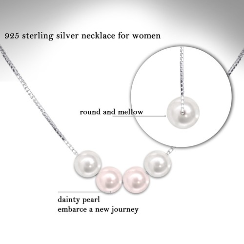 40th Birthday Gifts Women 925 Sterling Silver Necklace Pearls Necklace with F... - Picture 6 of 7