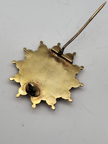 Impresionante broche tejido de luto para el cabello perlas de oro de 14 quilates broche en C antiguo - Imagen 4 de 19