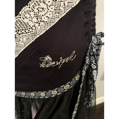 VTG Desigual Black Lace Shirt Top Dress Whimsigoth Y2k Mesh Boho Retro L - Picture 4 of 10