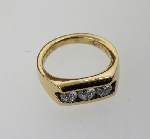 VINTAGE MENS "THE LEO" 14K 3-DIAMOND PINKY OR BAND RING 1.18 CTTW SIZE 7.7 SOLID - Picture 15 of 17