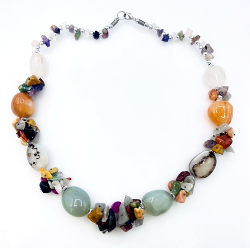 Lot of Two Vintage Artisan Multi Stone Necklaces - Afbeelding 7 van 13