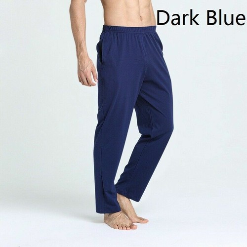 Herren Baumwollmischung lange Hose elastische Taille Lounge Hose Nachtwäsche Freizeit Neu - Bild 15 von 19