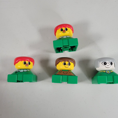 LEGO Duplo Square People Lot 12 Mini Figures Red Blue Green Vintage Toy Set - Picture 4 of 5