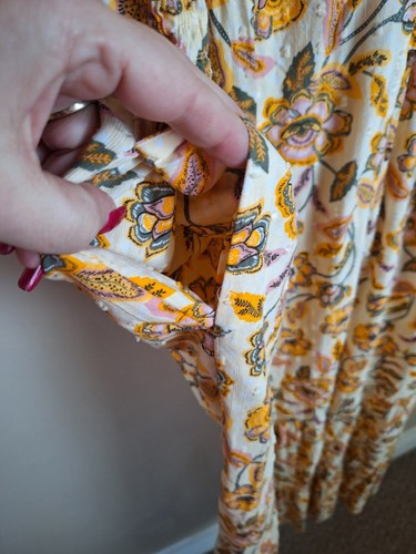 Sonoma Womans 3x Yellow/Gold Floral Swiss Dot Button Up Tiered Maxi Dress - Picture 6 of 16