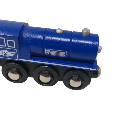 Toys R Us Konvolut 3 Holzeisenbahn blau 2 Lok Begleitwagen gelb Auto - Bild 10 von 16
