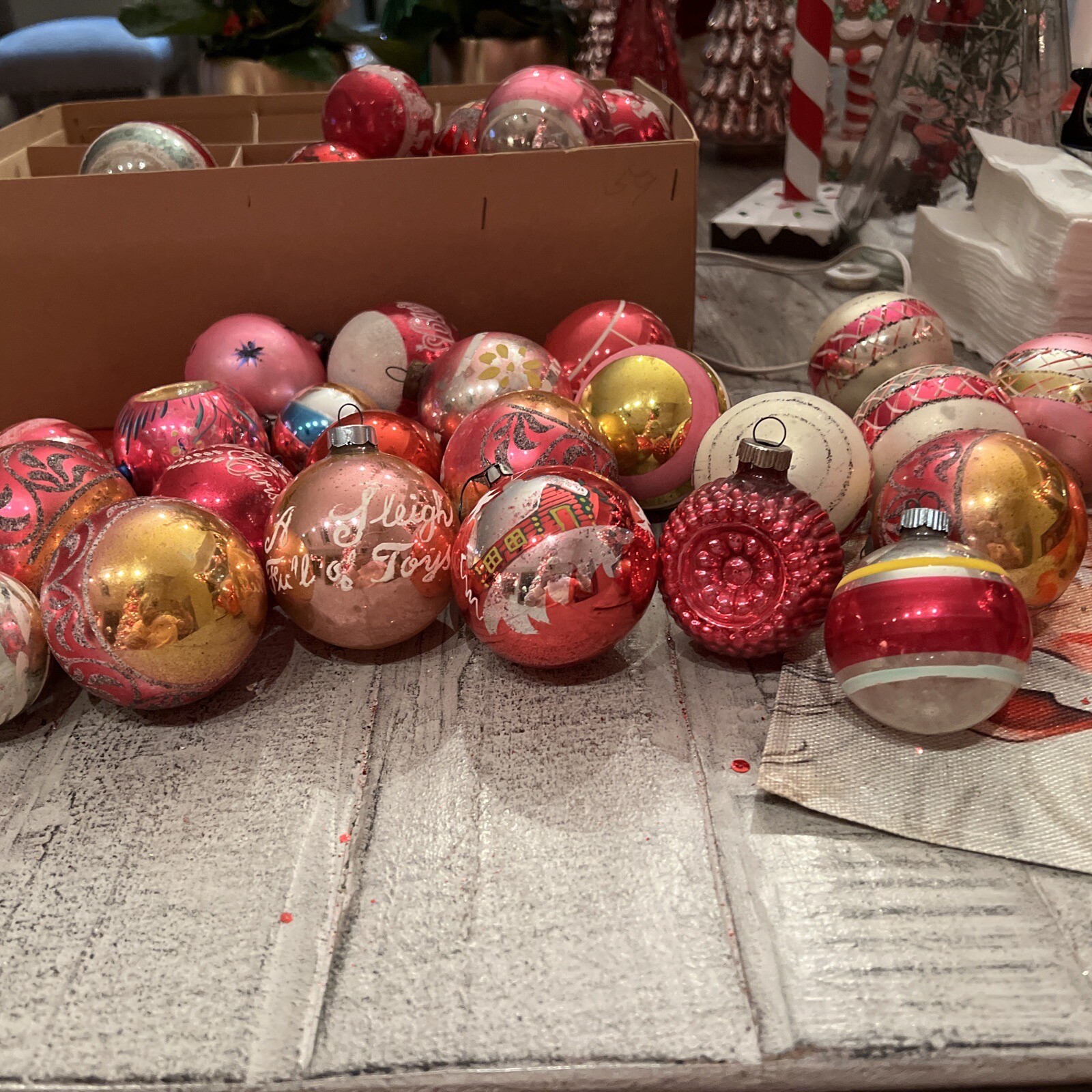Vintage Lot Of Pink Antique Christmas Ornaments eBay