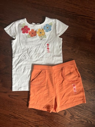 Gymboree  ISLAND GETAWAY Vintage NWT 12 Flower sequin top/Orange shorts set - Picture 3 of 3