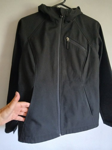 Women's Free Tech Black Hooded Zip Front Jacket Sz4-6 Pockets - Picture 6 of 18