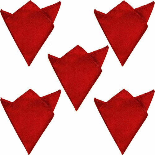 5 Packs Men Satin Solid Pocket Square Hanky Wedding Party Satin Handkerchief - Picture 23 of 23
