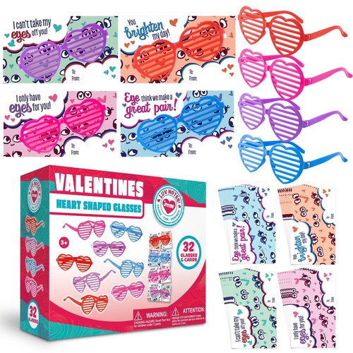 Gafas de sombra para el día de San Valentín para niños con tarjetas de regalo gafas con obturador en forma de corazón