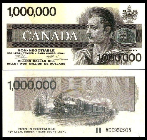 Canada $1,000,000 1991 x 50 Pc Lot Railroad UNC BABN Canadian SOUVENIR Fun Money - Picture 5 of 8