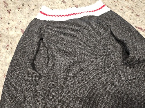 Dog Sweater Dark Gray With White and Red Stripes/ LARGE - Picture 9 of 14