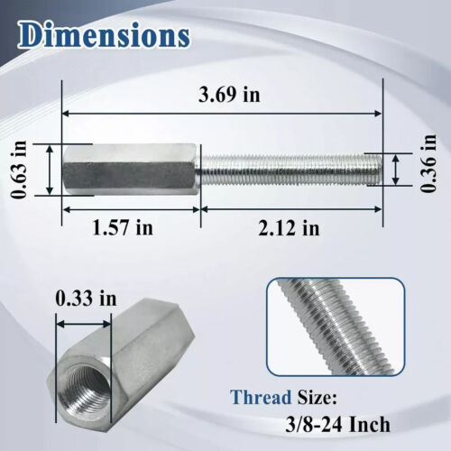 2 piezas 1290 extensión de choque longitud de extensión de choque es de 3" tamaño de rosca 3/8-24 pulgadas - Imagen 2 de 2