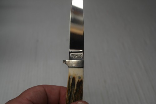 VTG Browning Sportsman Hunting Knife Stag Handles Model 52 with USA Sheath MINT! - Picture 4 of 5