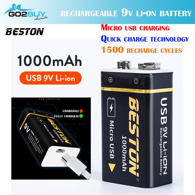 Beston Micro USB 9v Rechargeable Battery Li-ion Battery 9000mWh With cable 1500+ Beston Micro USB 9v Rechargeable Battery Li-ion Battery 9000mWh With cable 1500+