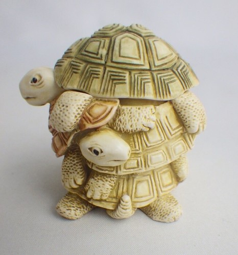 Vintage 1993 Harmony Kingdom Shell Game Stacked Turtles Trinket Box - Picture 1 of 9