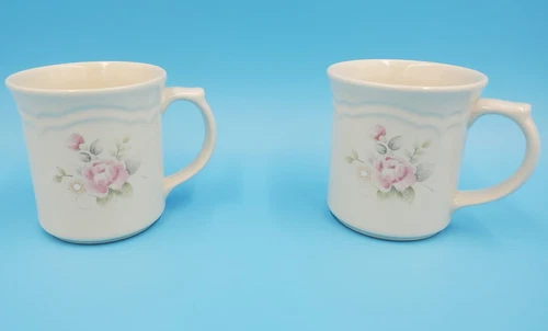 Vintage Pfaltzgraff Tea Rose Coffee Mugs Set of 2 - VGC Retro 1980's USA