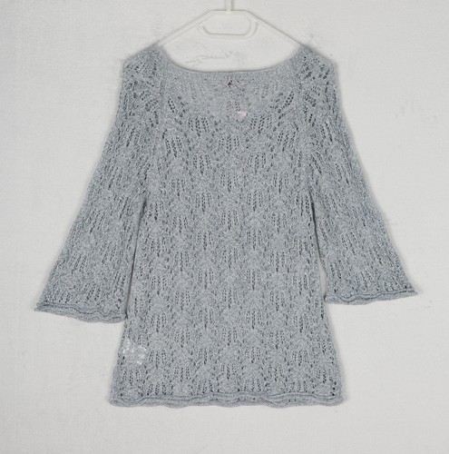 PHASE EIGHT Knit Top Womens UK 10 Ice Blue Lightweight Crochet Summer Jumper - Picture 8 of 10