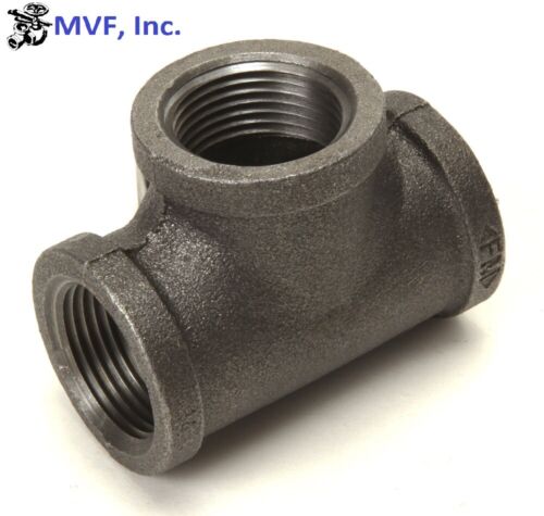 2" 150 Female NPT Tee Black Malleable Iron Pipe Fitting MI030941BMI - Picture 2 of 4