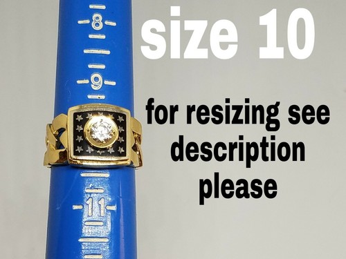 Sale GOLd mens men RING solid black gift his size 10 ask 8 9 11 12 - Picture 3 of 12