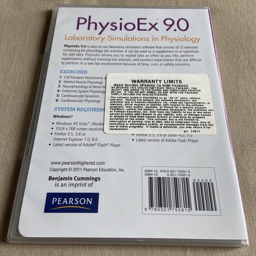 PhysioEx 9.0 Laboratory Simulations in Physiology CD Disc ONLY Pearson Text Digi - Picture 2 of 2