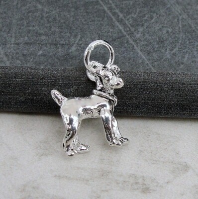 Silver Jack Russell Terrier Charm - 3D Jack Russell Charm - Puppy Dog Charm