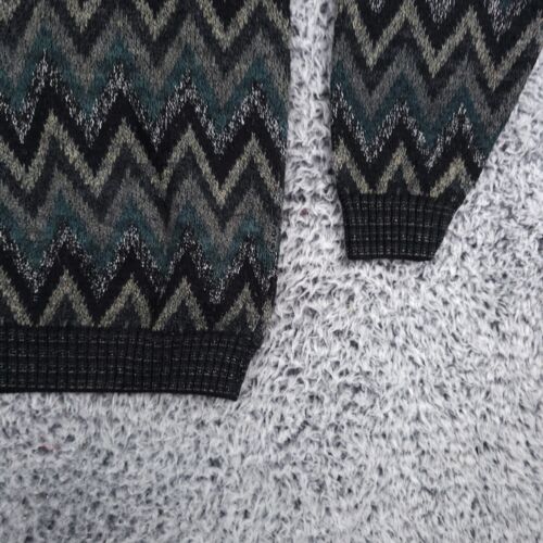 Vtg protege sweater mens xl gray zigzag knit metallic shimmer cosby gandpa - Picture 15 of 15