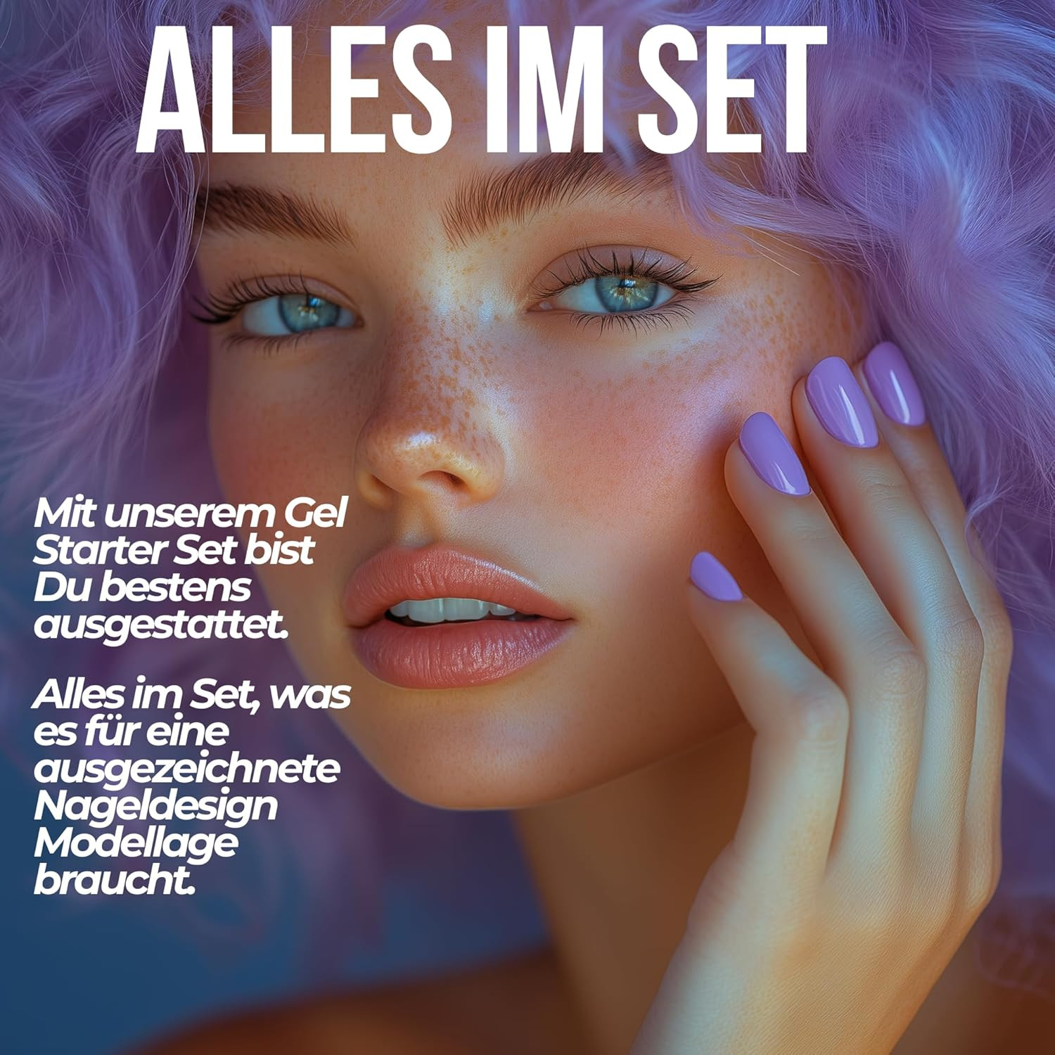 ND24 Naildesign Gelnägel Starter Set Basic Mit Haftgel, Aufbaugel, Frenchgel, V