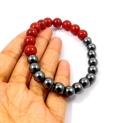 100 % Natürlicher Hämatit & Roter Jaspis Edelstein Armband 8 mm Runde Perlen ... - Bild 11 von 27