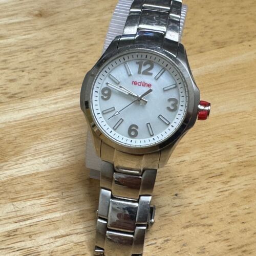 Redline Quartz Watch Women 100m Silver Steel MOP Dial Analog New Battery 6" - Picture 2 of 6