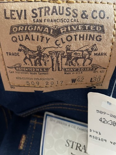 Levis Jeans Men Size 42X30 509-0217 Brown Tab Stretch MADE IN USA Blue NOS Vtg - Picture 6 of 9