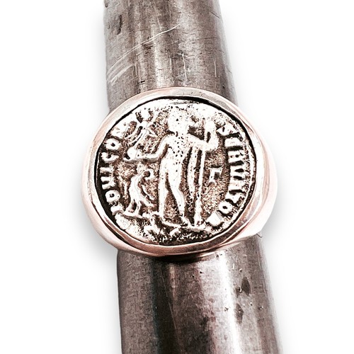 Anello uomo argento sterling antica moneta greca romana misura 11 g 8,5 -0409 - Foto 5 di 13