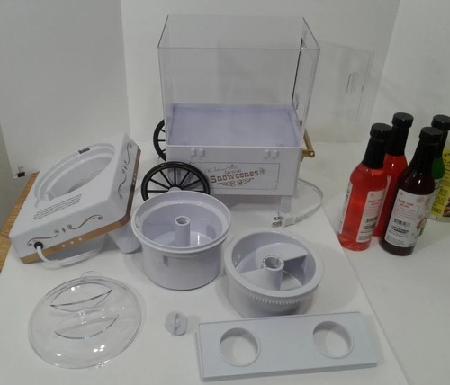Nostalgia Tabletop Snow Cone Maker- Model SCM525WH White w/ 4 Flavor Syrups - Picture 3 of 12