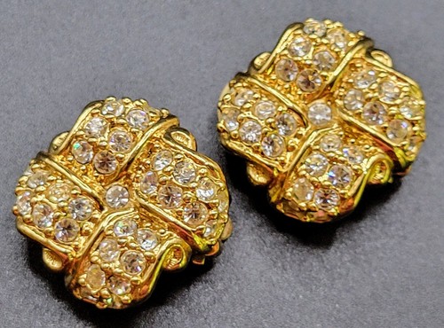 Vintage SWAROVSKI Earrings CLEAR PAVE'-STYLE Clip-On CHIC Cocktail FORMAL Urban - Picture 10 of 20