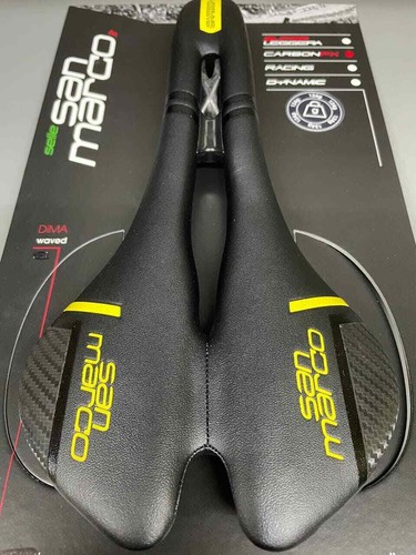 Selle San Marco Saddle Aspide Carbon Fx Wide Open (Pce) Black Yellow - Picture 1 of 5