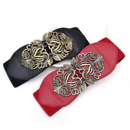Womens Vintage Wide Waist Belts Ladies Cinch Elastic Stretch Waistband For Dress - Picture 2 of 13