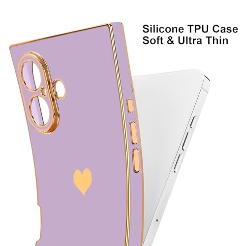 for Case Rectangle for Women Girls Cute Love Heart Pattern iPhone 16 Purple - Picture 6 of 8