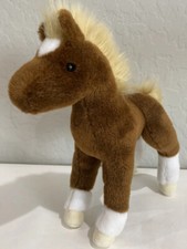 Douglas Cuddle Toys Plush Teak The Horse Foal Brown White Stuffed Animal 10”