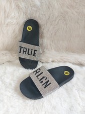 True Religion Women's Black Meyer Bling Slides Sandals Siz 9