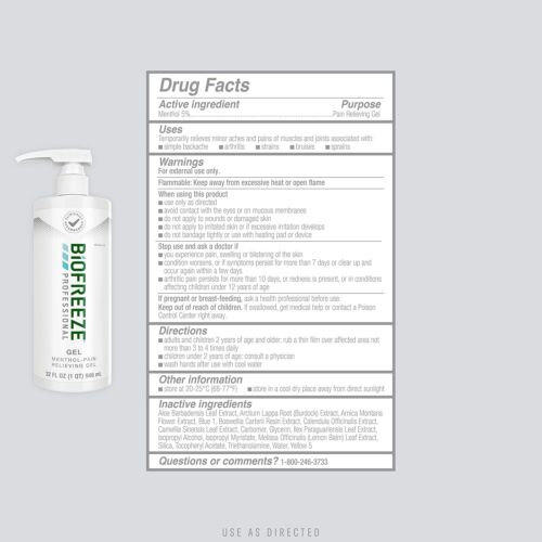 Gel de alivio del dolor Biofreeze Professional Strength, aliviador del dolor de artritis, rodilla y - Imagen 2 de 5