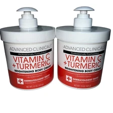 2x Advanced Clinicals Vitamin C Turmeric Brightening Cream 15oz Face Body New