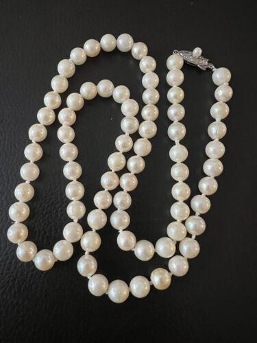 Antike Art Deco Perlenkette Sterlingsilber Zuchtperlen - Bild 3 von 6