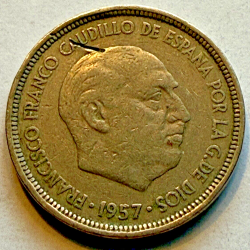 SPAIN 🇪🇦 FIVE (5) PESETAS COIN MINTED IN 1960 (1957 SERIES) (FRANCOIST ERA) - Picture 2 of 2