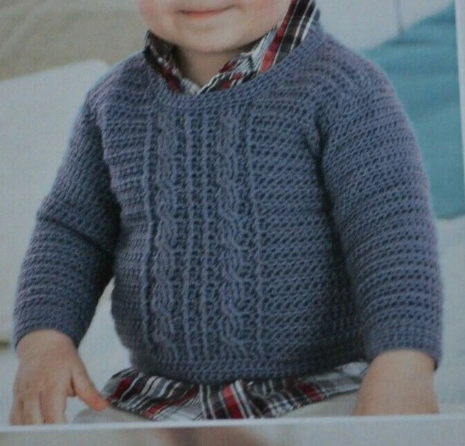 (27) Baby Children Round-Neck Collared Sweaters Crochet Pattern Sizes 0-7 Years - Image 2 of 3