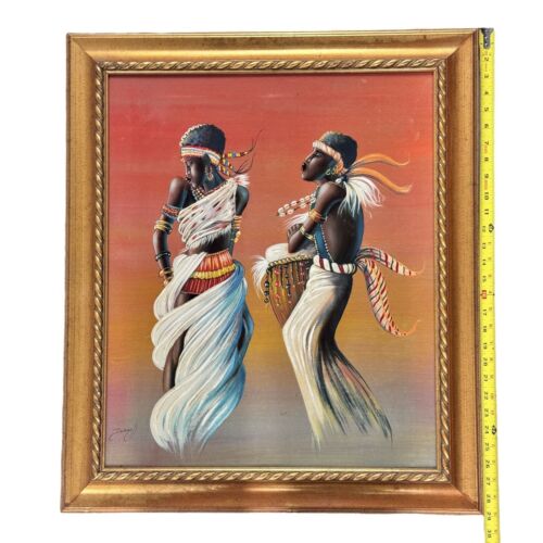 Elaine Dungill African Dancers Artist Enhanced Lithograph Canas 20 X 24 Framed - Picture 2 of 5