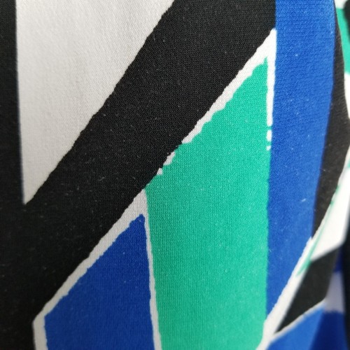 Alfani Geometric Print Blouse Size S Blue Green White Black Abstract Modern Chic - Picture 6 of 11