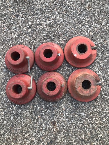 Vtg 3 Pair York Barbell Collar Clamp Bar Weight Standard Iron Ends 1 Pr Backs