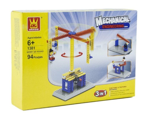 Wange 3 in1 Power Machinery Merry Go Round Set (94 Pieces) Building Toy HH
